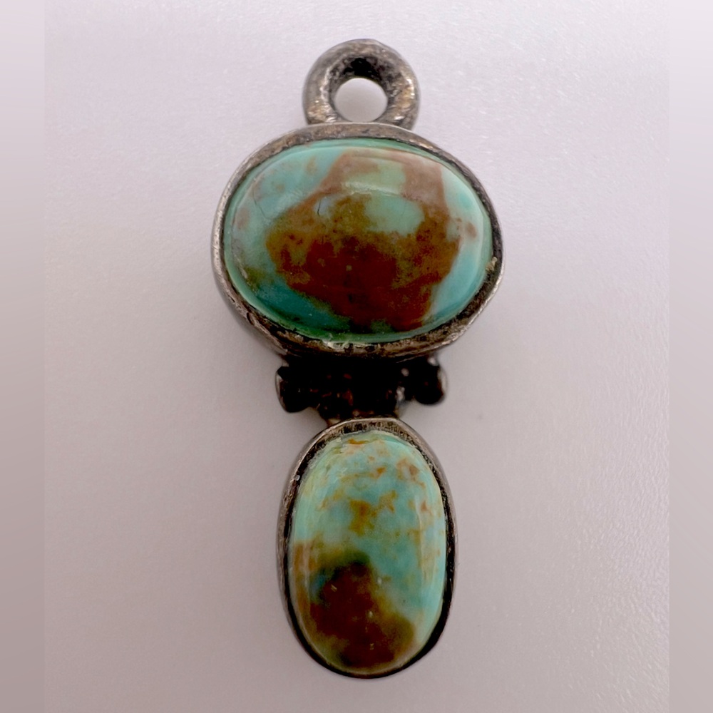 Small Vintage Turquoise Sterling Silver 925 Necklace Pendant or Charm.